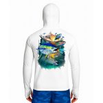 تیشرت ماهیگیری آستین بلند با کلاه و اسکارف سرخود مدل Tuna Drift