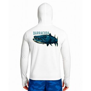 تیشرت ماهیگیری آستین بلند با کلاه و اسکارف سرخود مدل Great Barracuda