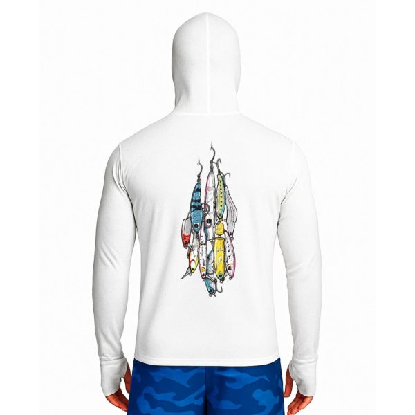 تیشرت ماهیگیری آستین بلند با کلاه و اسکارف سرخود مدل Hanging Lures