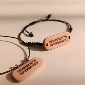 دستبند/گردنبند چوبی مختصات دست ساز