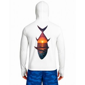 تیشرت ماهیگیری آستین بلند با کلاه و اسکارف سرخود مدل Sunset GT